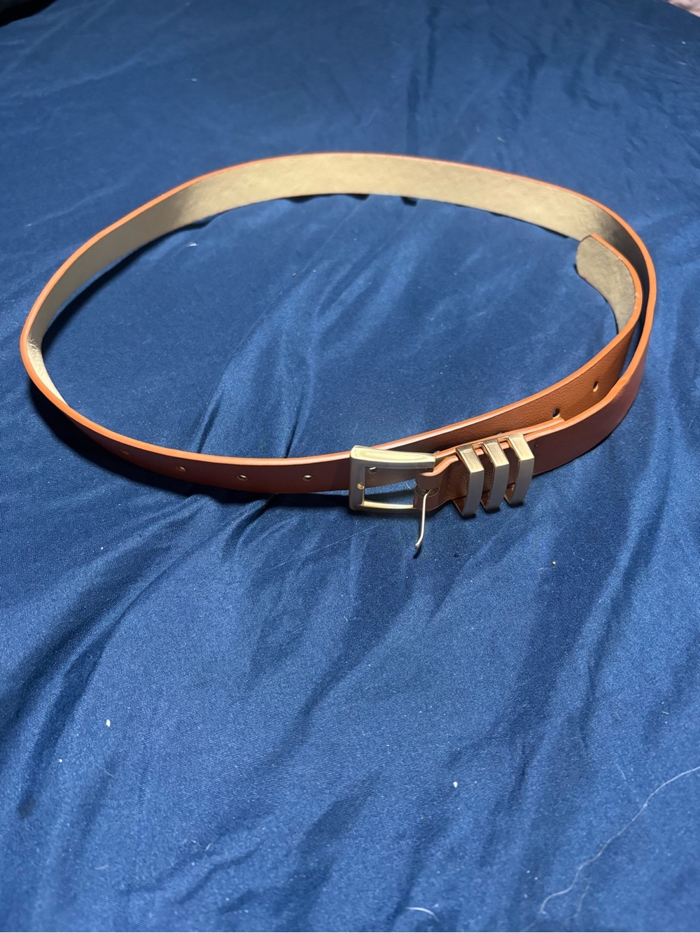 Tan Leather Belt with Gold Buckle 41”